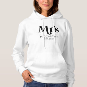 Frau Custom Nachname Est. Datum Minimaler Retro Hoodie