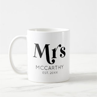 Frau Custom Nachname Est. Datum Minimaler Retro Kaffeetasse