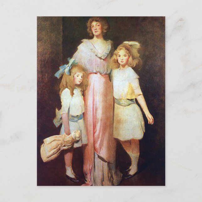 Frau Daniels mit zwei Kindern Postkarte (Vorderseite)