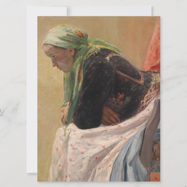 Frau Deep in Thought (von Oleksa Novakivskiy) Karte (Vorderseite)