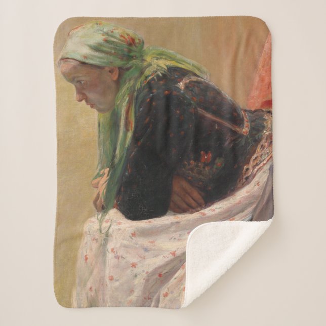 Frau Deep in Thought (von Oleksa Novakivskiy) Sherpadecke (Vorderseite)