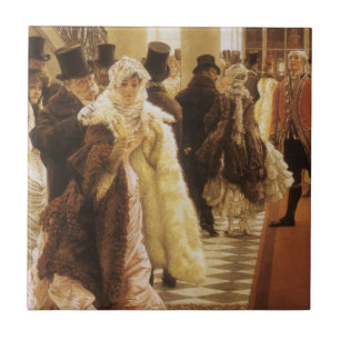 Frau der Mode von Tissot, Vintage viktorianische K Fliese