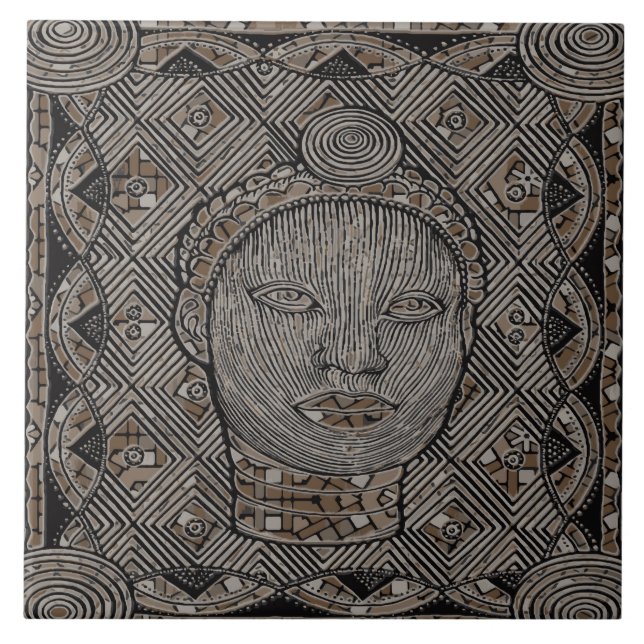 Frau der Stamm Keramik-Foto-Fliese Fliese (Vorderseite)