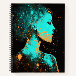 Frau der Sterne Gold & Aquamarine große Software Notizbuch
