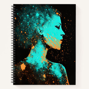 Frau der Sterne Gold & Aquamarine große Software Notizbuch