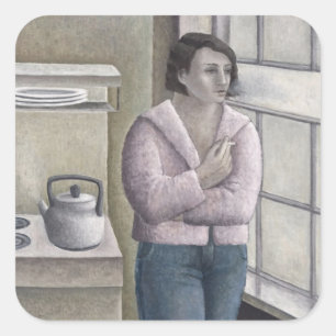 Frau, die 1996 raucht quadratischer aufkleber