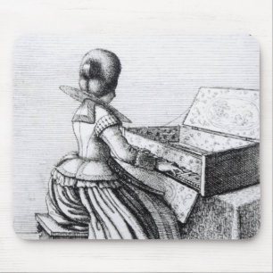 Frau, die an einer Tastatur, 1635 spielt Mousepad