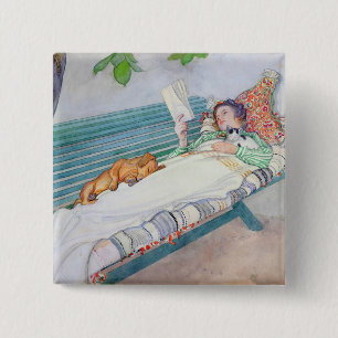 Frau, die auf einer Bank, 1913 liegt Button