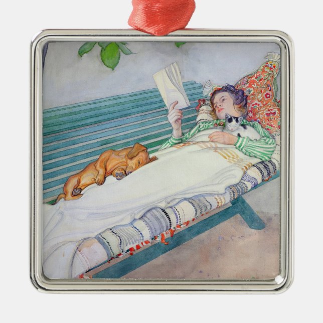 Frau, die auf einer Bank, 1913 liegt Silbernes Ornament (Vorne)