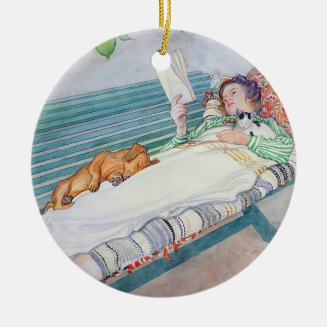 Frau, die auf einer Bank liegt, 1913 (w/c auf Keramikornament (Vorne)