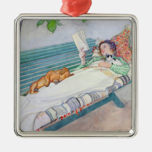 Frau, die auf einer Bank liegt, 1913 (w/c auf Ornament Aus Metall