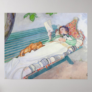 Frau, die auf einer Bank liegt, 1913 (w/c auf Poster