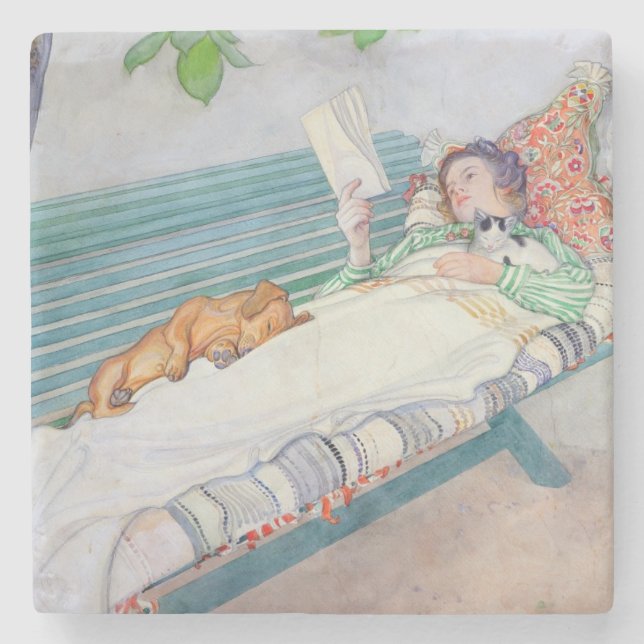 Frau, die auf einer Bank liegt, 1913 (w/c auf Steinuntersetzer (Vorderseite)