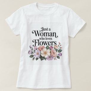 Frau, die Blume Weißen T - Shirt Liebe