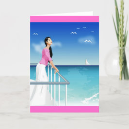 Frau, die das Meer beobachtet Karte