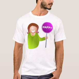 Frau, die ein glückliches Zeichen hält T-Shirt