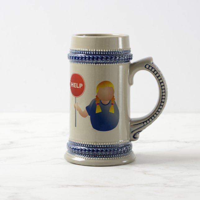 Frau, die ein Hilfszeichen hält Bierglas (Rechts)