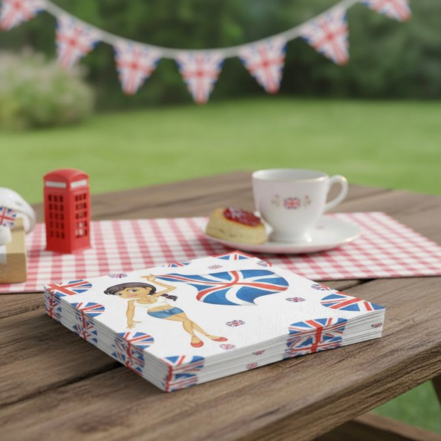 Frau, die eine Flagge mit Napkins schwingt Serviette (Von Creator hochgeladen)