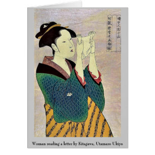 Frau, die einen Brief durch Kitagawa, Utamaro
