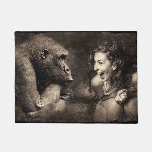 Frau, die Gorilla lachen lässt Fußmatte (Vorderseite)