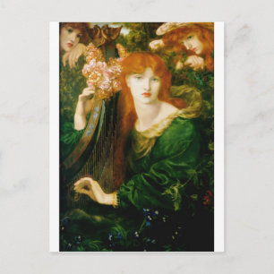 Frau, die Harfenmalerei spielt Postkarte