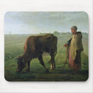 Frau, die ihre Kuh, 1858 weiden lässt Mousepad