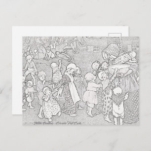 FRAU, DIE IN EINEM SHOE LEBTE   Paintable Postcard Postkarte