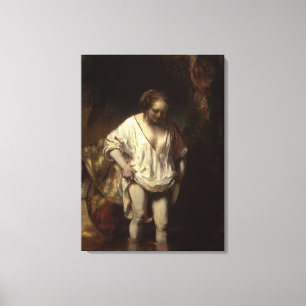 Frau, die in einem Strom, 1654 badet Leinwanddruck