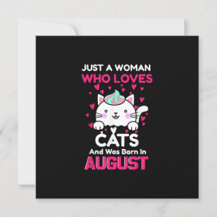 Frau, die Katzen liebt und im August geboren wurde Einladung