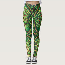 Frau, die lebendige Leggings mit einem kompliziert