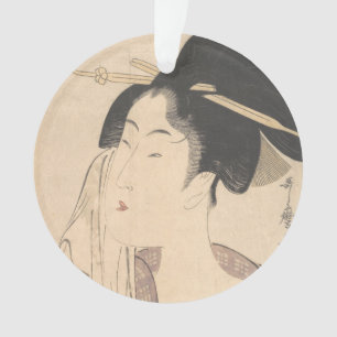 Frau, die nach ihrem Bad sich entspannt Ornament