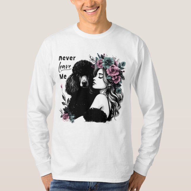 Frau, die Poodle mit Blume umarmt T-Shirt (Vorderseite)