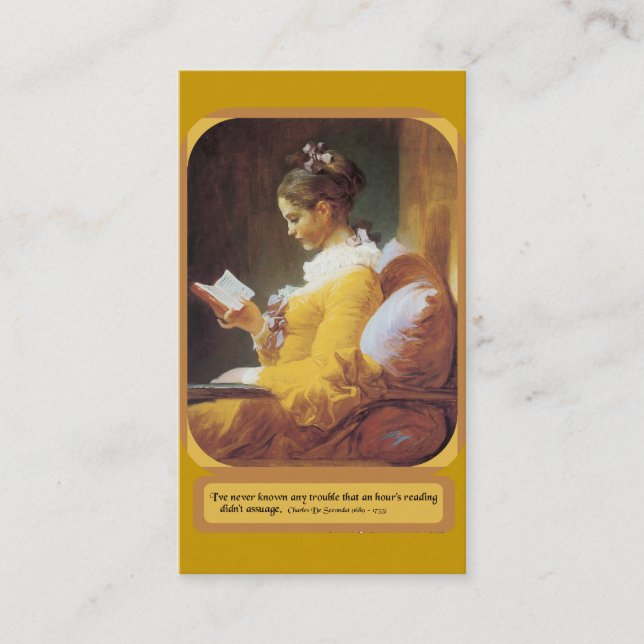 Frau, die regelmäßige Visitenkarte liest (Vorderseite)