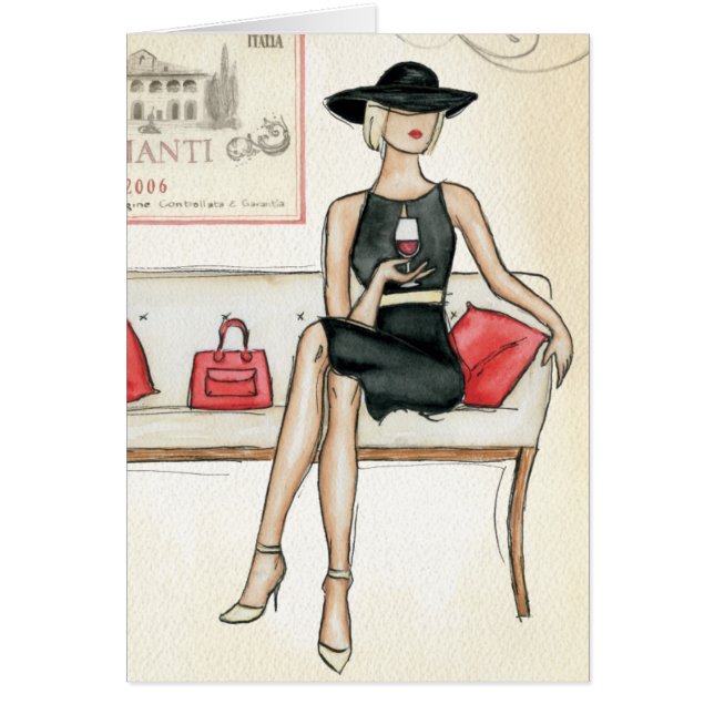 Frau, die Rotwein trinkt (Vorne)