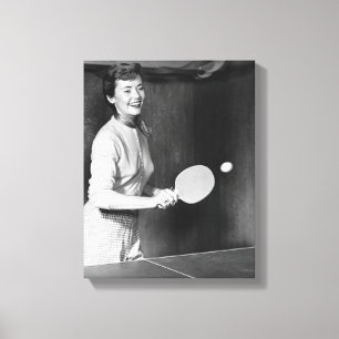 Frau, die Tischtennis spielt Leinwanddruck