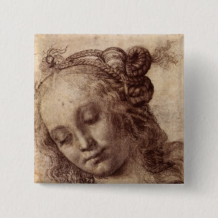 Frau, die unten schaut button