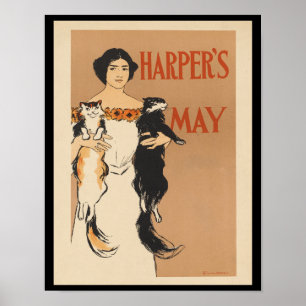 Frau, die zwei Katzen hält Poster