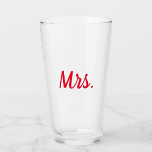 Frau Ehefrau Couple Monogram Red Bold Custom Glas
