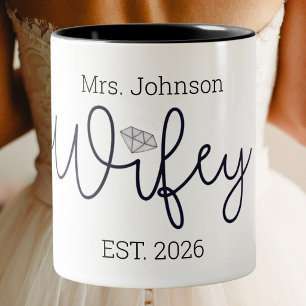 Frau Ehefrau Est Jahr Personalisierter Kaffee fü Zweifarbige Tasse