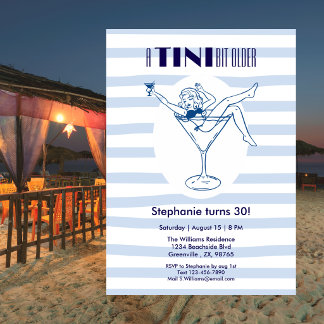 Frau ein bisschen älter Martini Thema 30. Geburtst Einladung