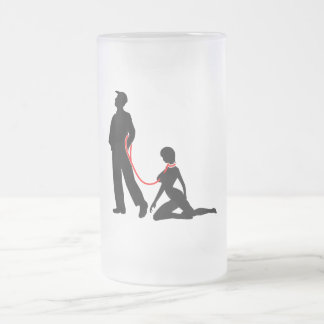 Frau ein der Leine - Böse Männer Mattglas Bierglas