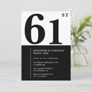 Frau Elegant 61. Geburtstagseinladung Black Einladung