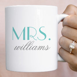 Frau Elegant Aqua Personalisiert Wedding Monogram Tasse