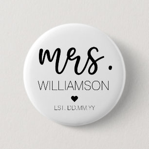 Frau Elegant Individuelle Name Wedding New Couple  Button