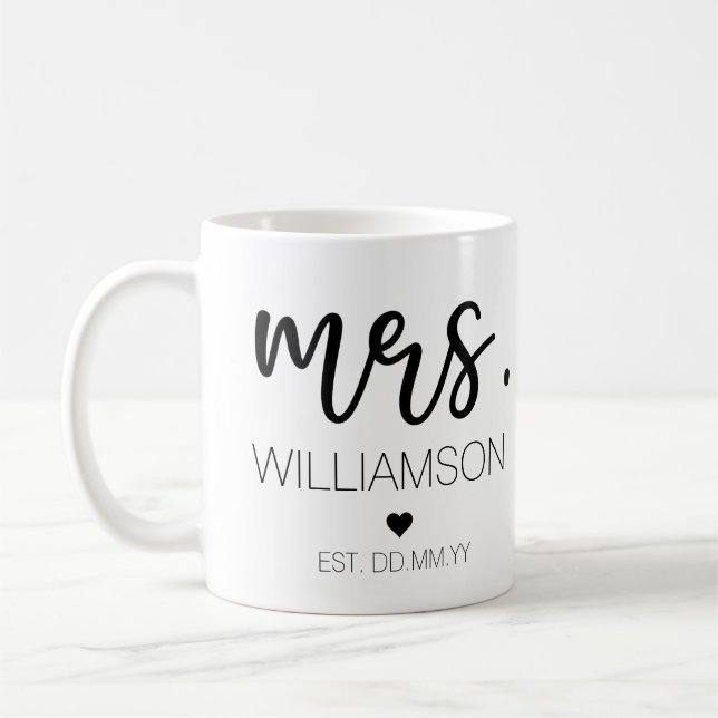 Frau Elegant Individuelle Name Wedding New Couple  Kaffeetasse (Links)