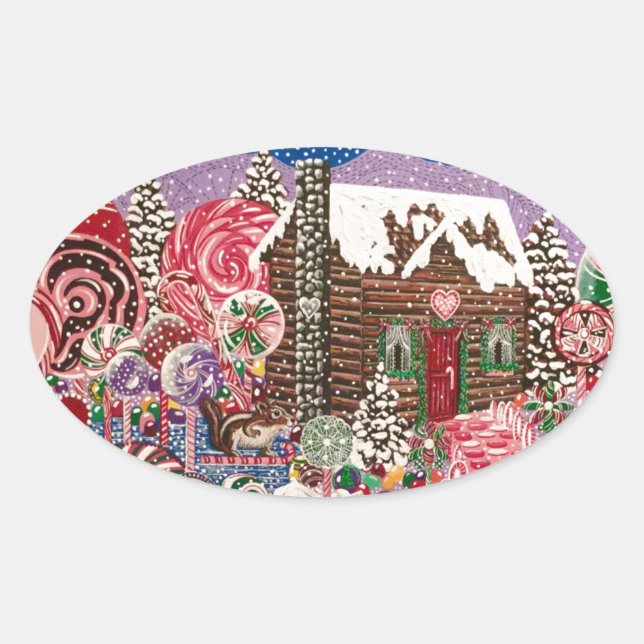 Frau Elisabeth's Peppermint World Ovaler Aufkleber (Vorderseite)