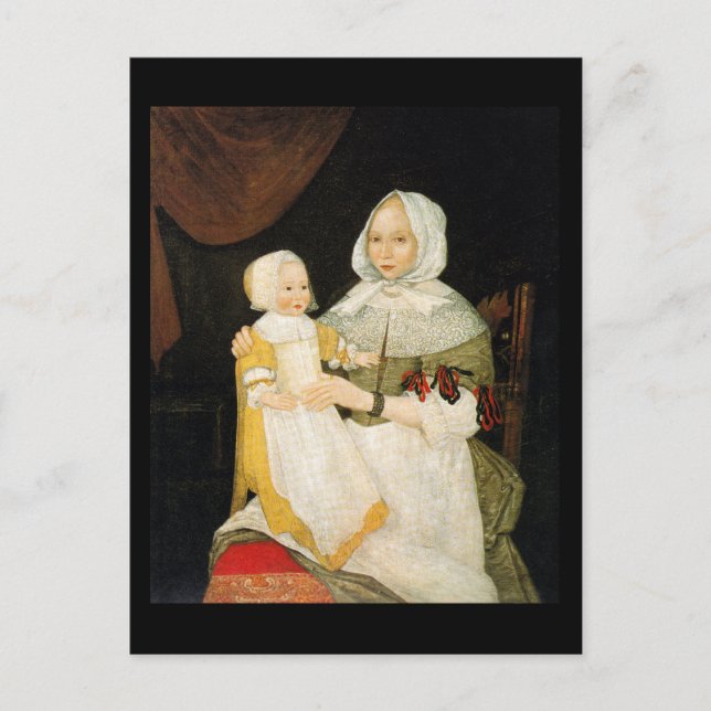 Frau Elizabeth Freake und Baby Mary, ca. 1671-1674 Postkarte (Vorderseite)