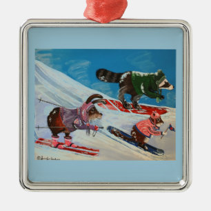 Frau Elizabeth Ski Team Silbernes Ornament