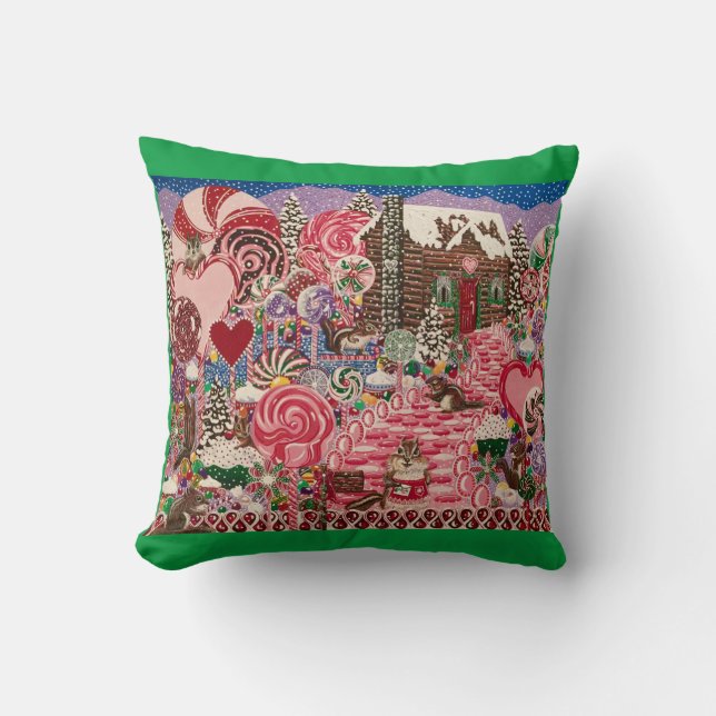 "Frau Elizabeths Peppermint World" Kissen (Vorderseite)