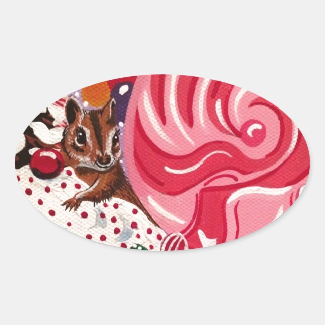 "Frau Elizabeth's Peppermint World" Ovaler Aufkleber (Vorderseite)